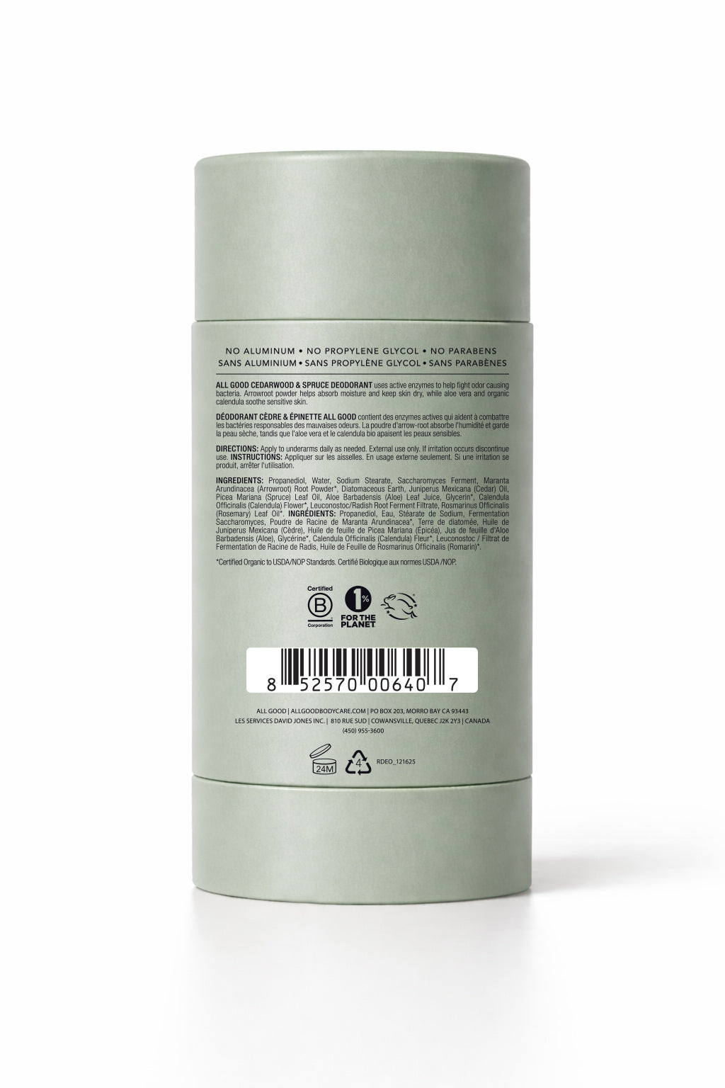 All Good Deodorant - Cedarwood & Spruce, 2.5 oz