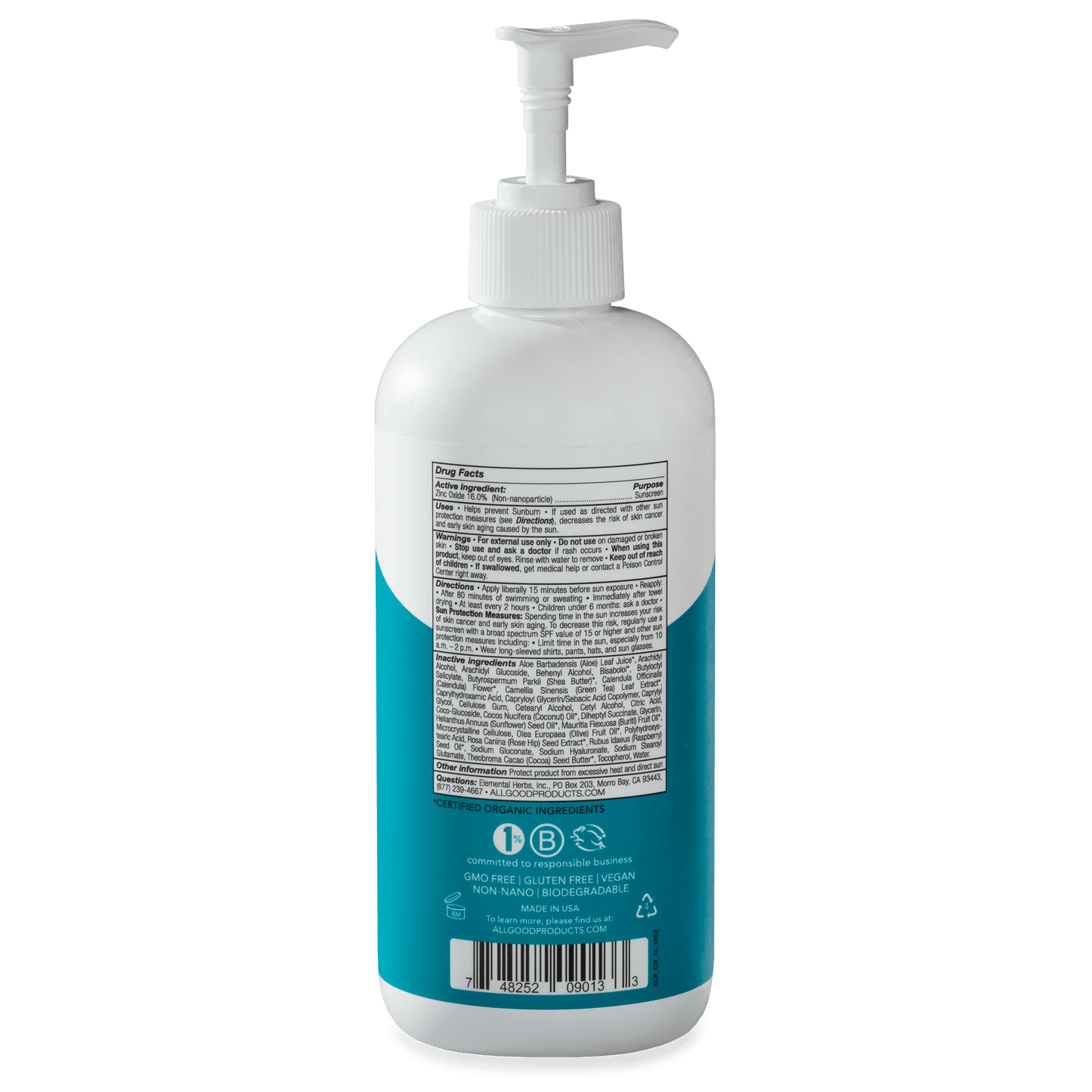 All Good Body Care - SPF30 Sport Mineral Sunscreen - Family Size, 16 oz - 2