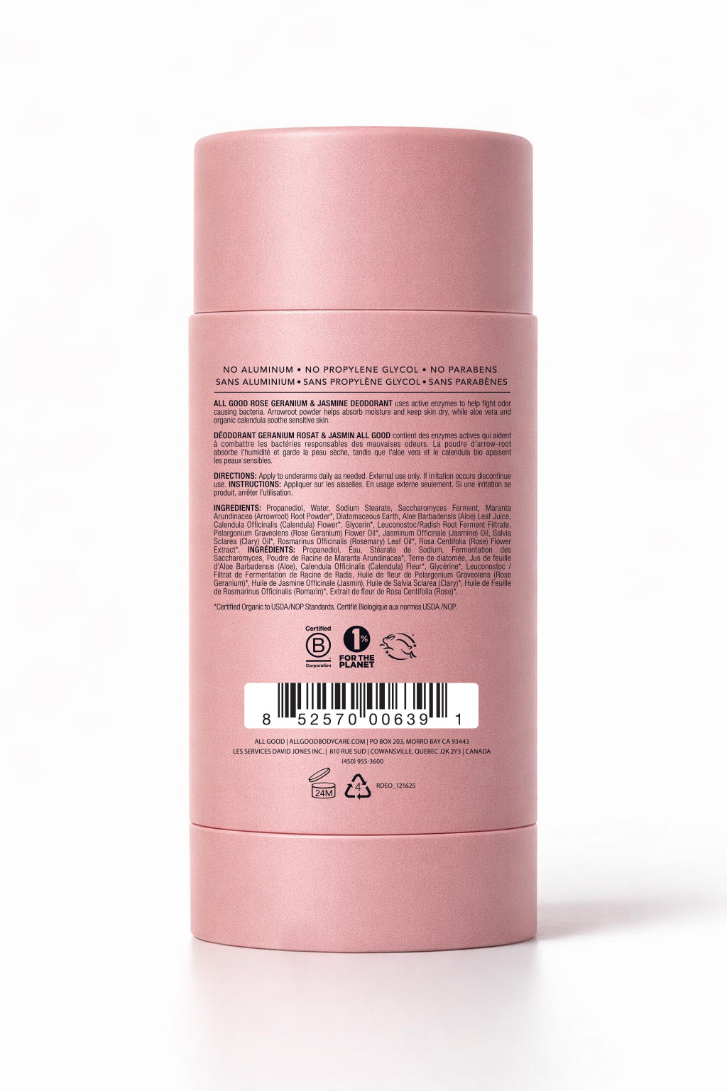 All Good Deodorant - Rose Geranium & Jasmine, 2.5 oz – All Good