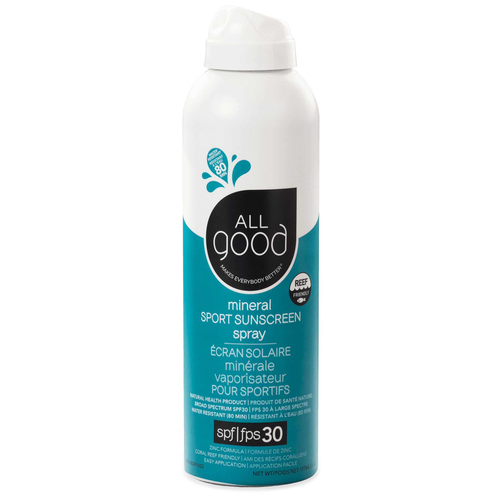 All Good Body Care - SPF30 Sport Mineral Sunscreen Spray, 6 oz - 1